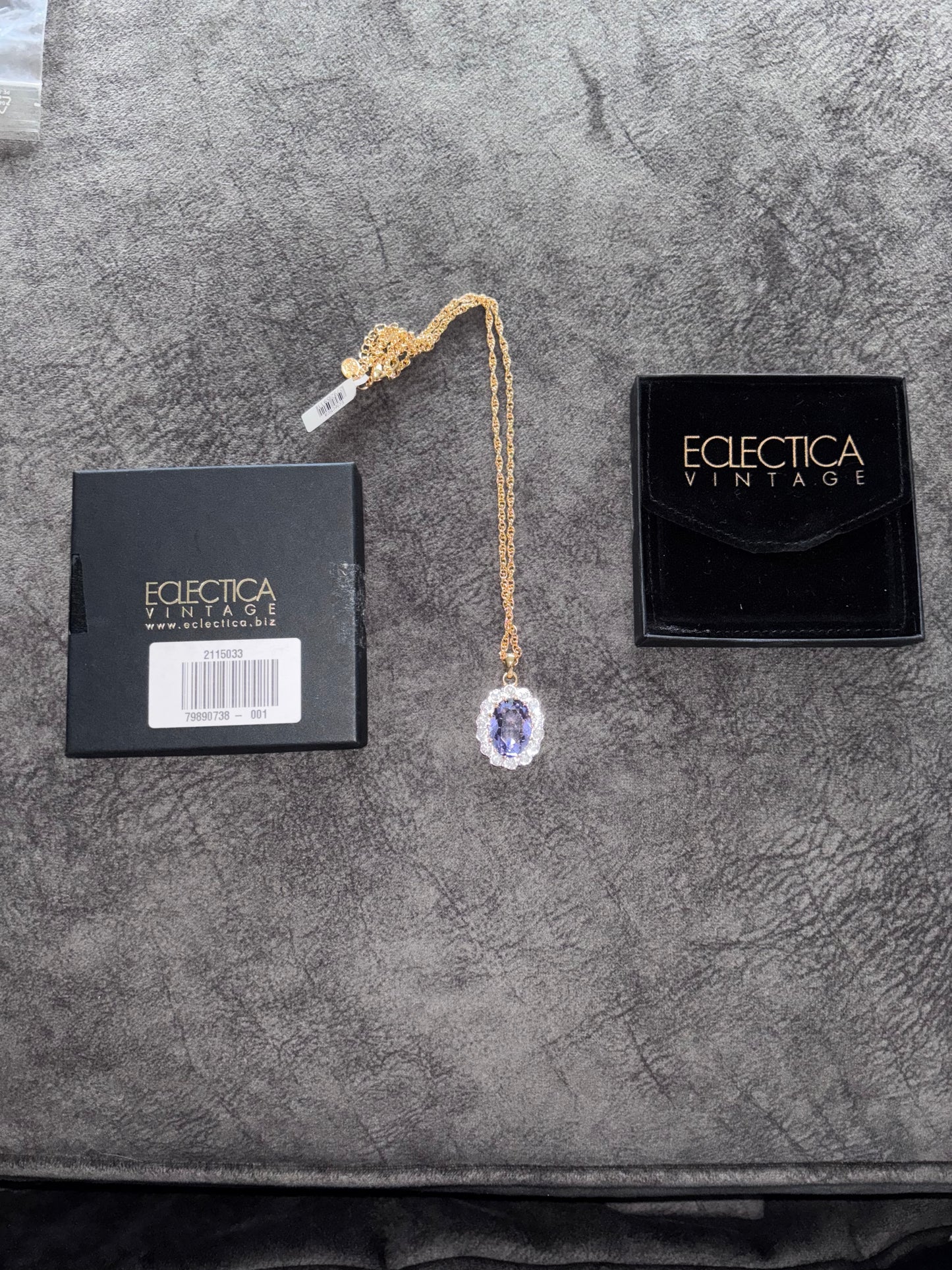 Oval Swarovski Crystals Pendant Necklace, Dated Circa 1990s, Gold/Purple RRP £55