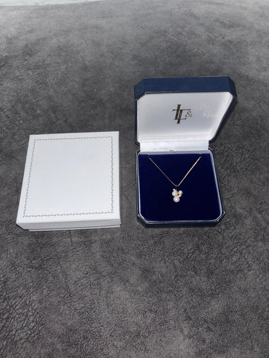 L & T Heirlooms 9ct Gold Pearl & Diamond Pendant Necklace RRP £195