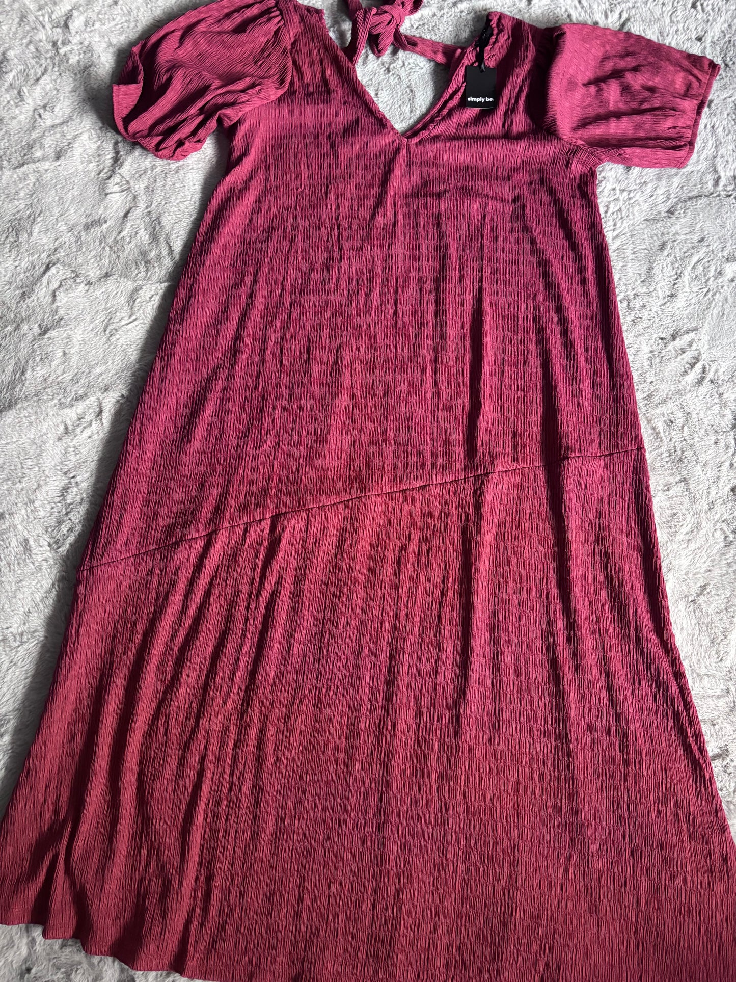 Simply Be Rose Textured Jersey Asymmetric Seam Maxi Dress Size 22 RRP £44