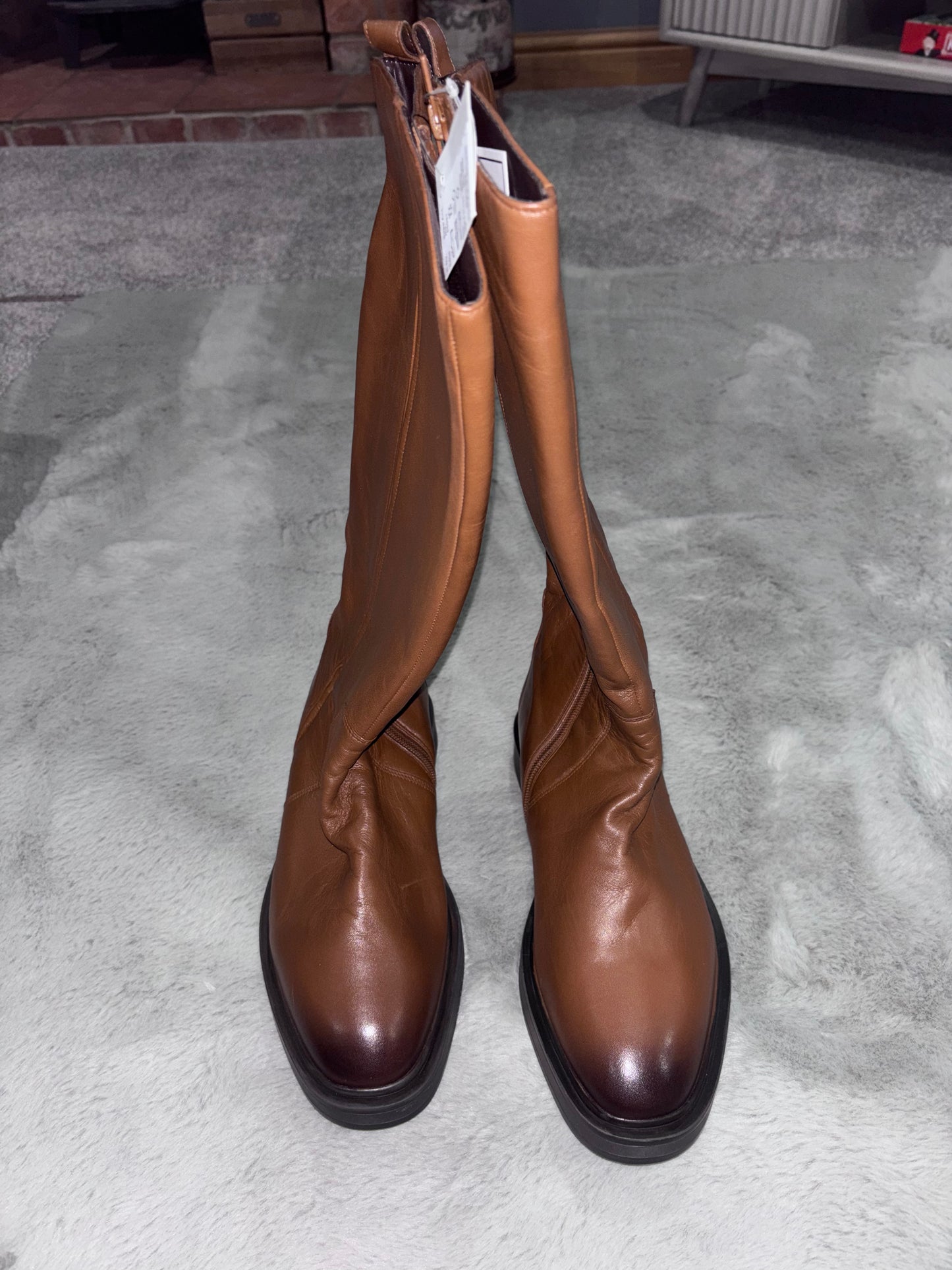 Andy Leather Stretch Seam Knee High Flat Boots Extra Wide EEE Fit Curvy Calf Size UK 8 RRP £95