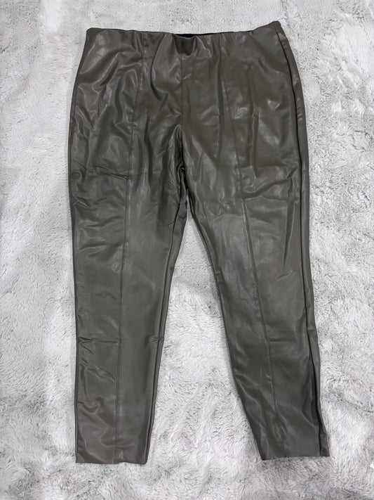 Khaki Seam Detail High Waist PU Leggings Size 26 BNWT RRP £27