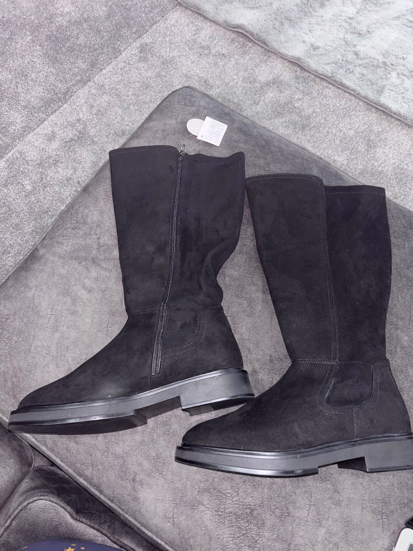 Perry Stretch Back Flat Knee High Boots Extra Wide EEE Fit Curvy Calf Size 9 RRP £60.00