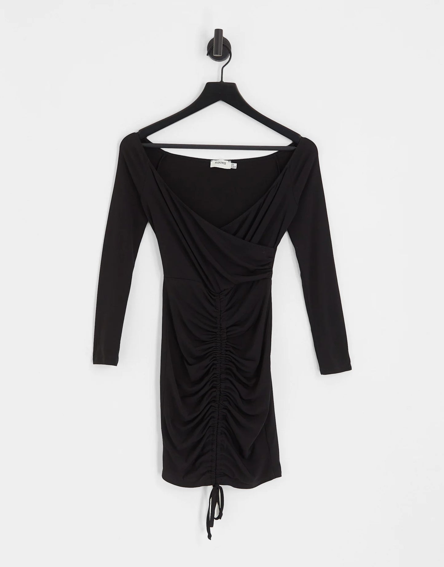 Flounce London Ruched Bardot Bodycon Mini Dress Size 10 RRP £34.99
