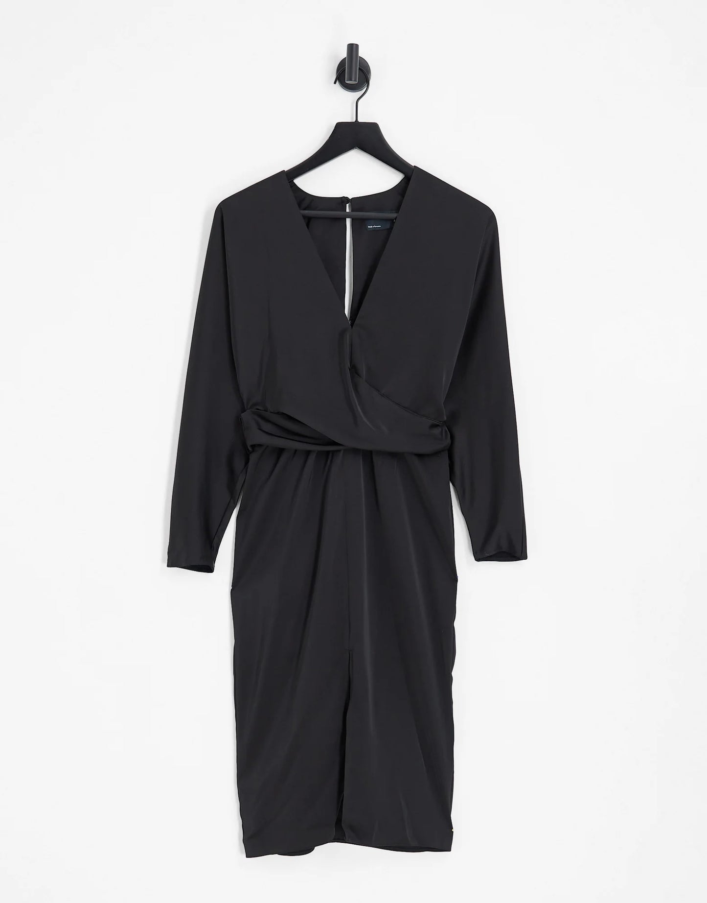 ASOS Design Black Satin Midi Dress Size 8 RRP £55 Prom / Party