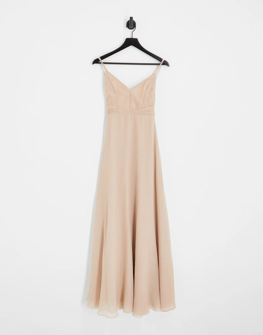 ASOS Design Cami Maxi Dress Soft Blush Size 10 RRP £65 Prom / Bridesmaid
