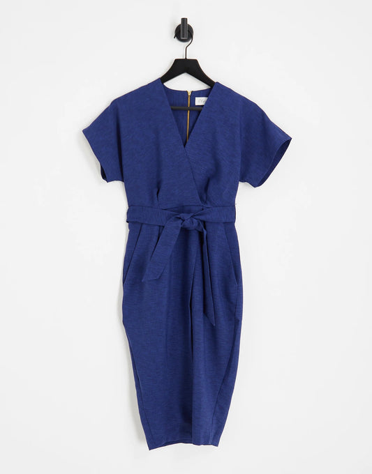 Closet Kimono Wrap Dress Navy Size 8 RRP £65