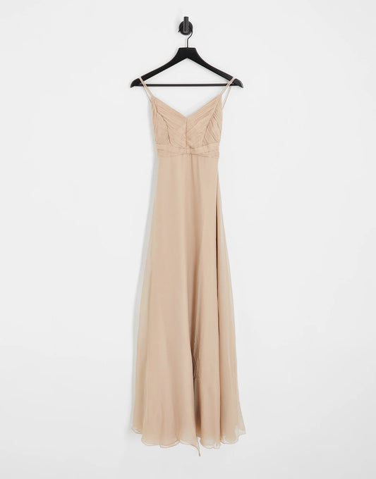 ASOS Design Cami Maxi Ruched Body Dress Blush Size 12 RRP £65