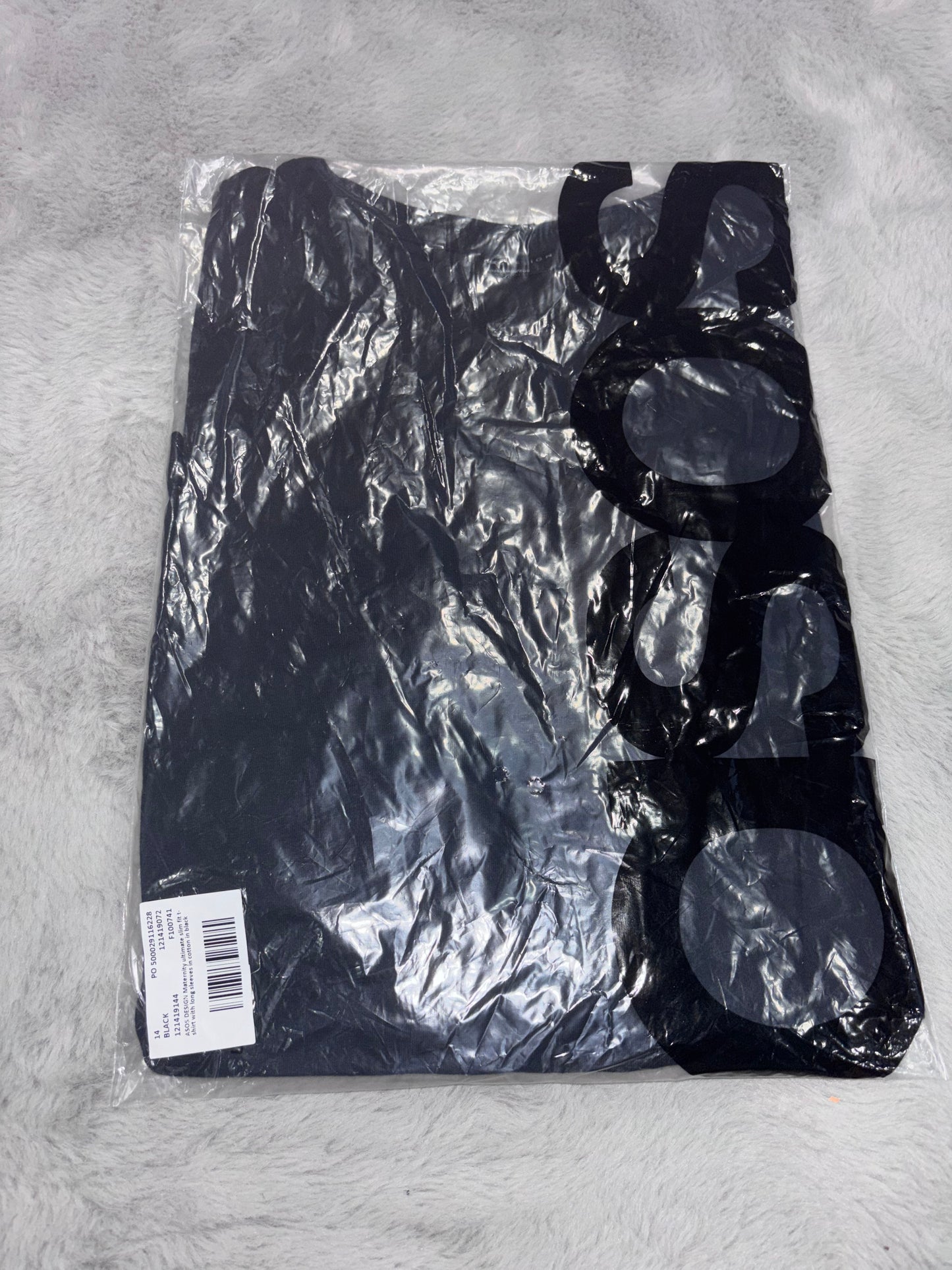 ASOS Design Maternity Ultimate Slim Fit Long sleeved  T-Shirt Black Size 12 RRP £12