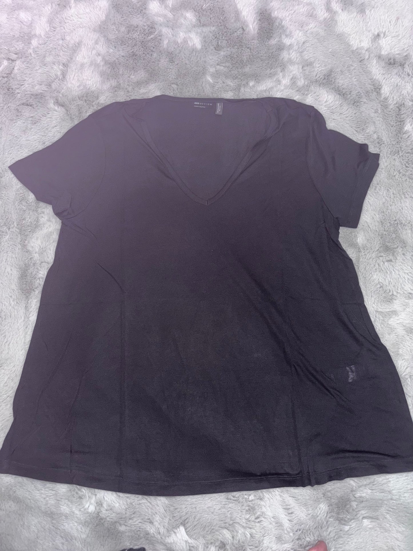 ASOS Design Maternity Relaxed V-Neck T-Shirt Black Size 14 RRP £12