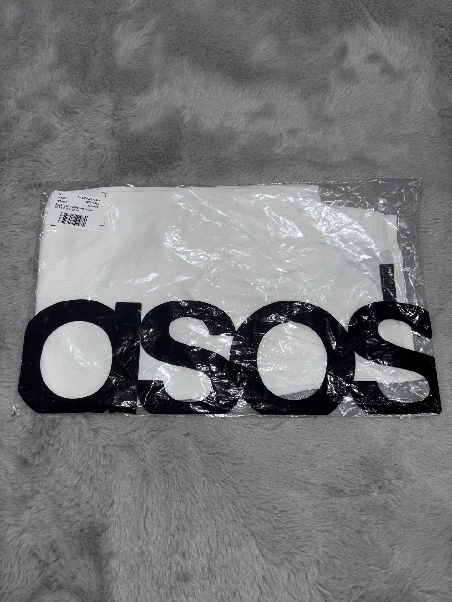 ASOS Design Maternity Relaxed V-Neck T-Shirt White Size 12 RRP £12