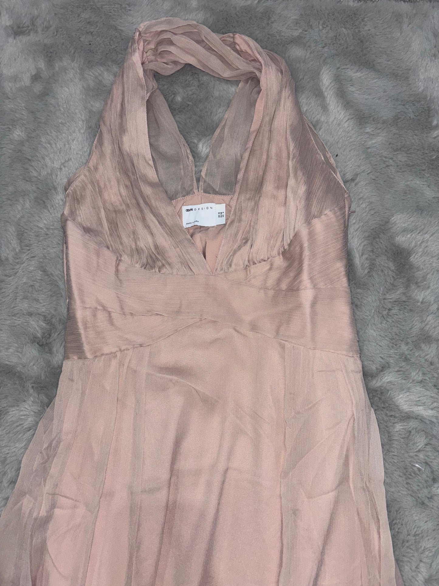 ASOS Design Ruched Bodice Drape Maxi Dress Blush Size 10 Prom / Bridesmaid / Wedding RRP £85