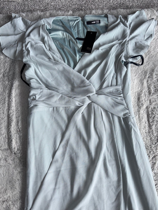 TFNC Flutter Sleeve Ruffle Detail Maxi Dress Sage Size 8 Prom / Bridesmaid RRP £65