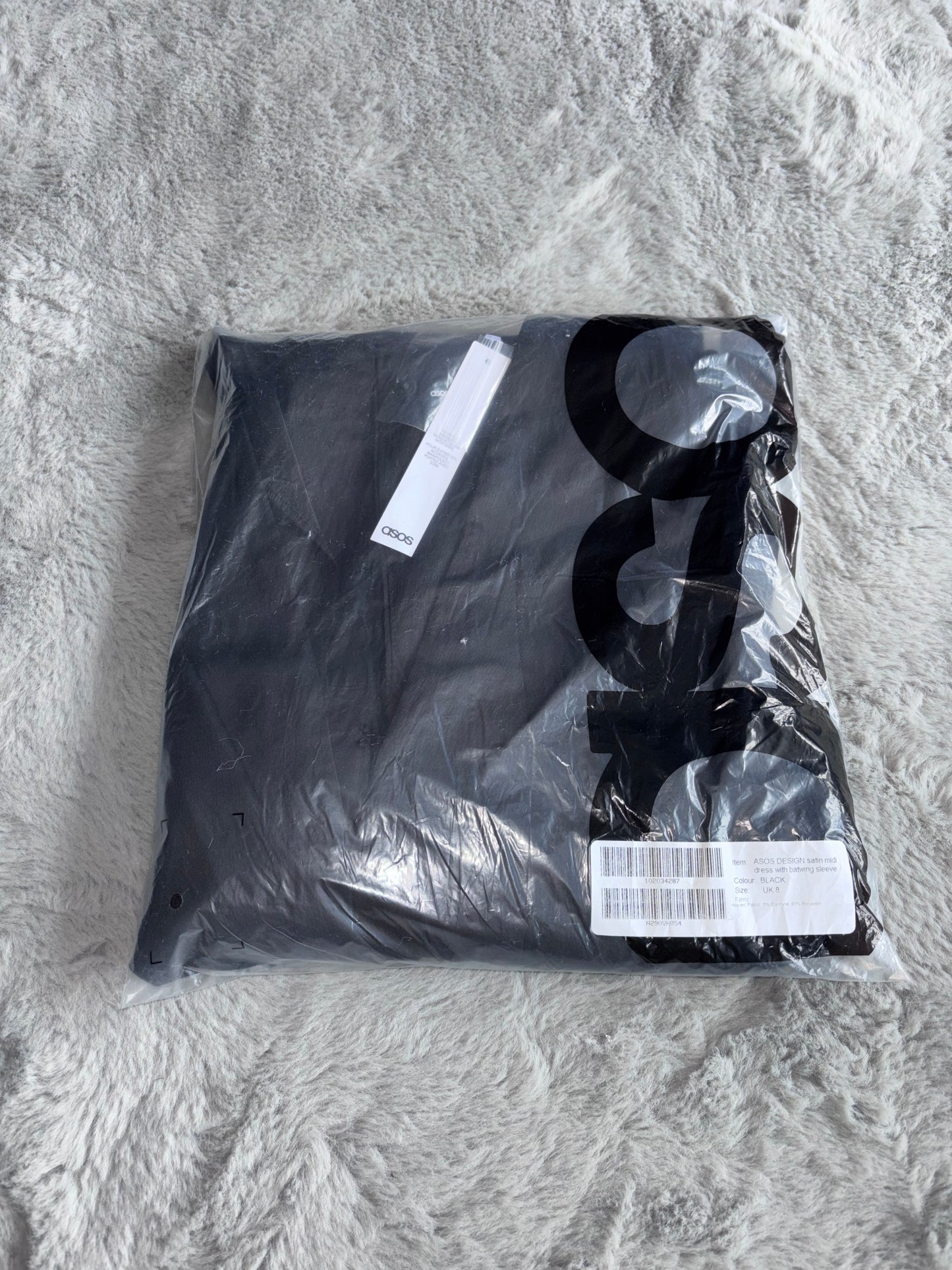 ASOS Design Black Satin Midi Dress Size 8 RRP £55 Prom / Party
