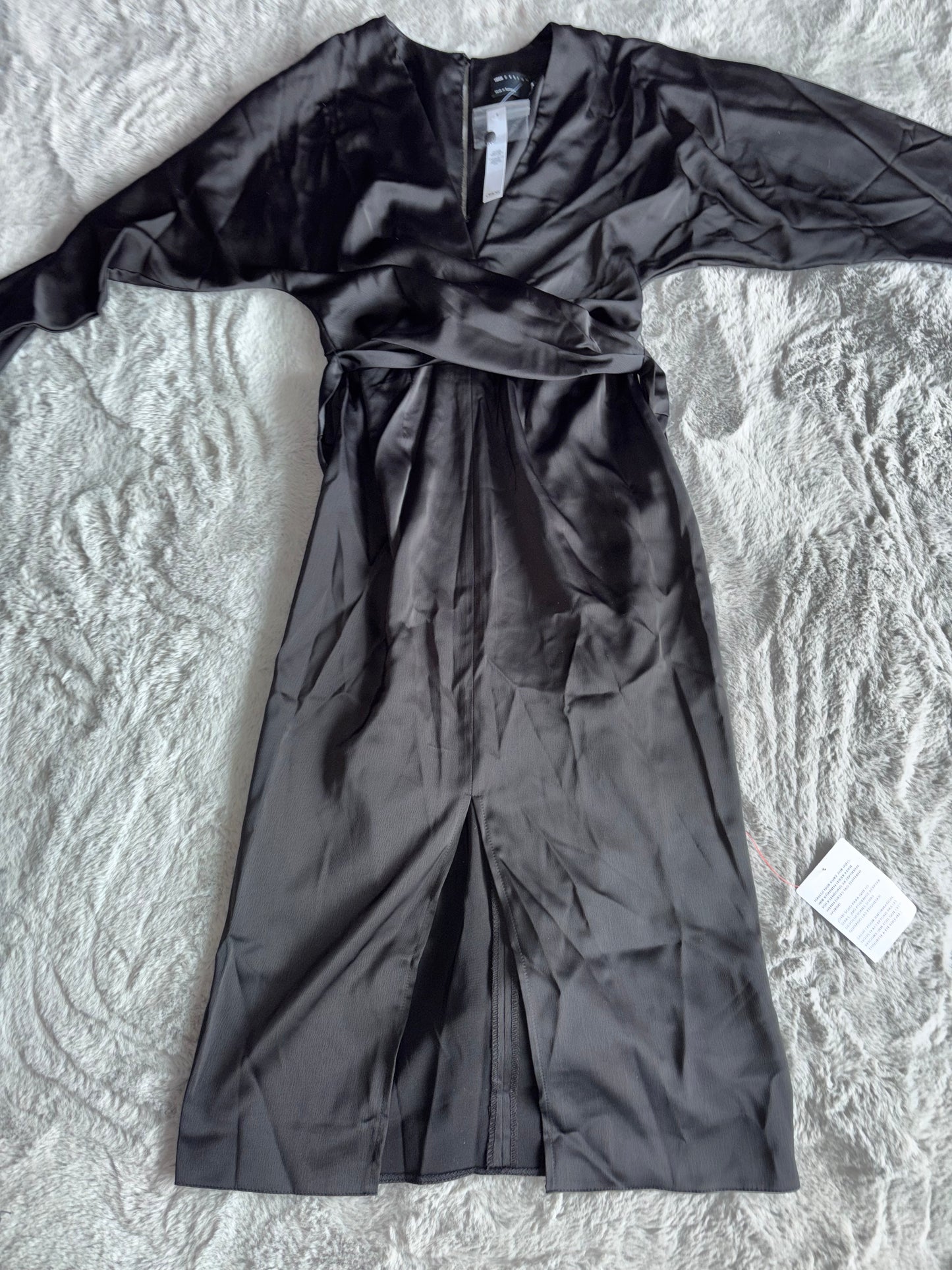 ASOS Design Black Satin Midi Dress Size 8 RRP £55 Prom / Party