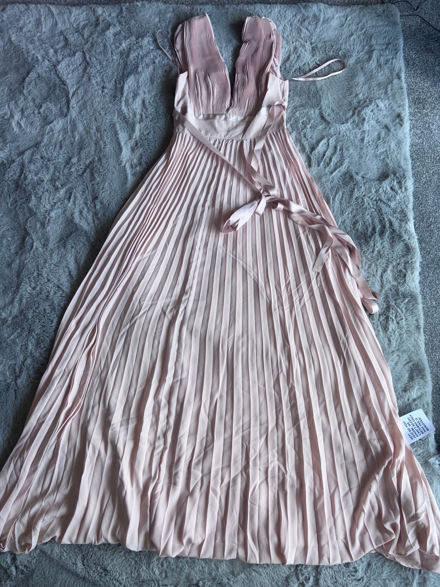 ASOS Design Pleated Cami Maxi Dress Blush Size 8 RRP £65
