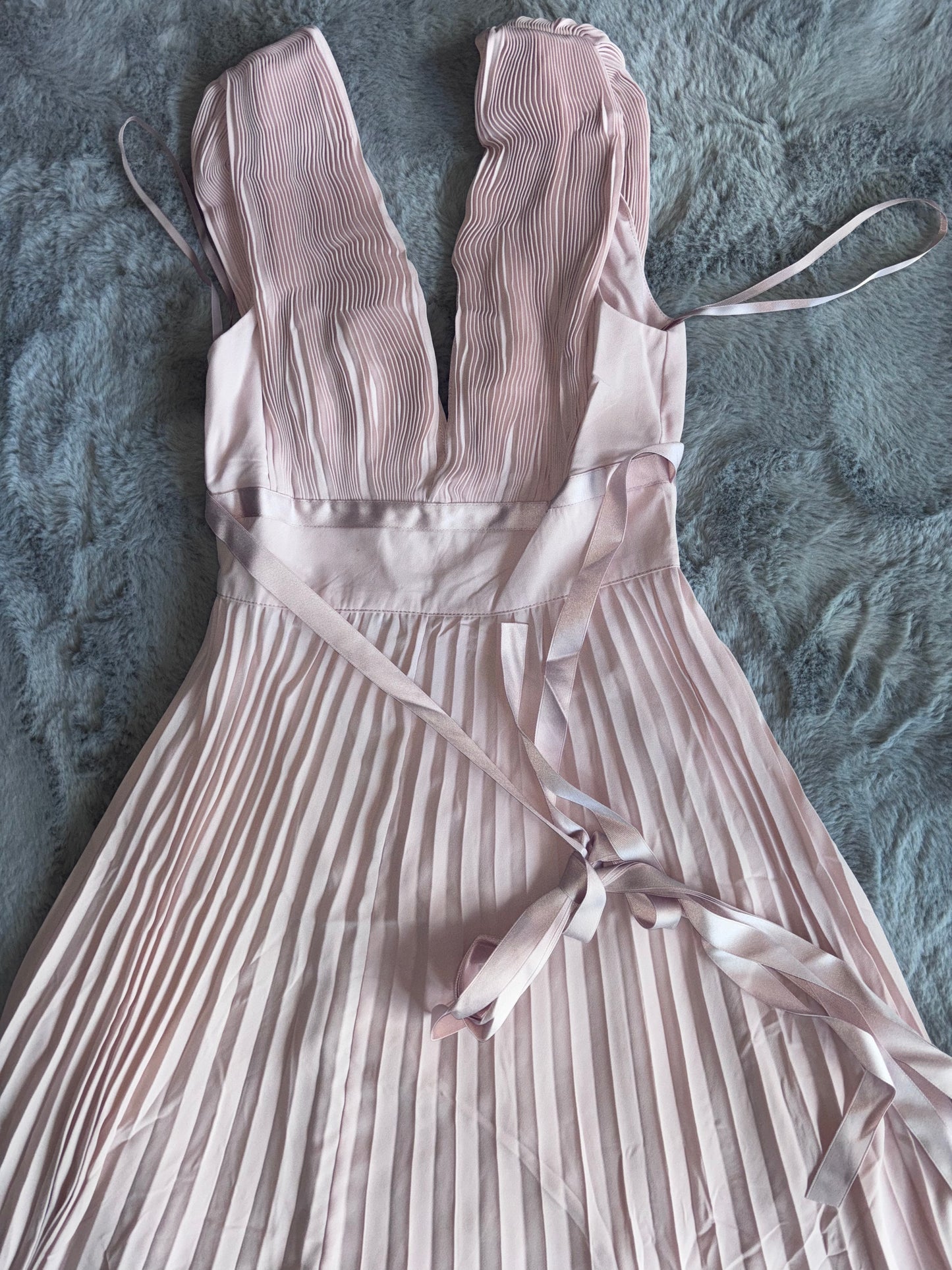 ASOS Design Pleated Cami Maxi Dress Blush Size 8 RRP £65