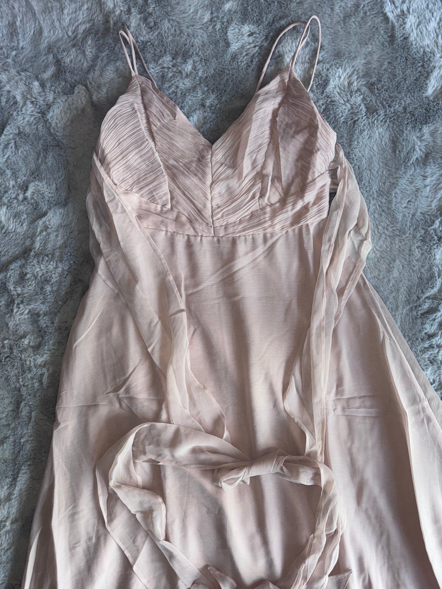ASOS Design Cami Maxi Ruched Body Dress Blush Size 12 RRP £65