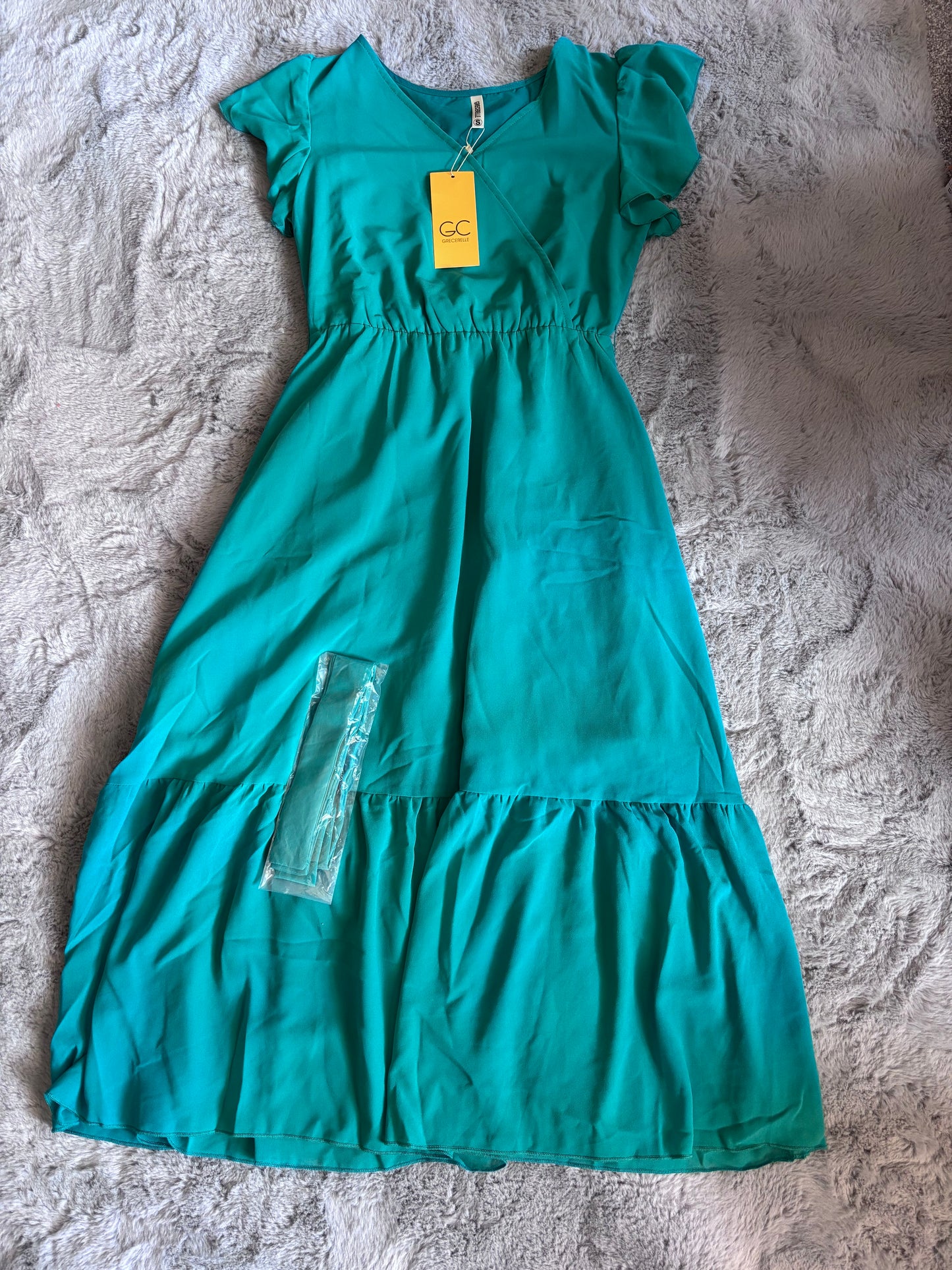 BNWT GRECERELLE Womens Summer Wrap Maxi Dress Green Size S (8-10) RRP £19.99