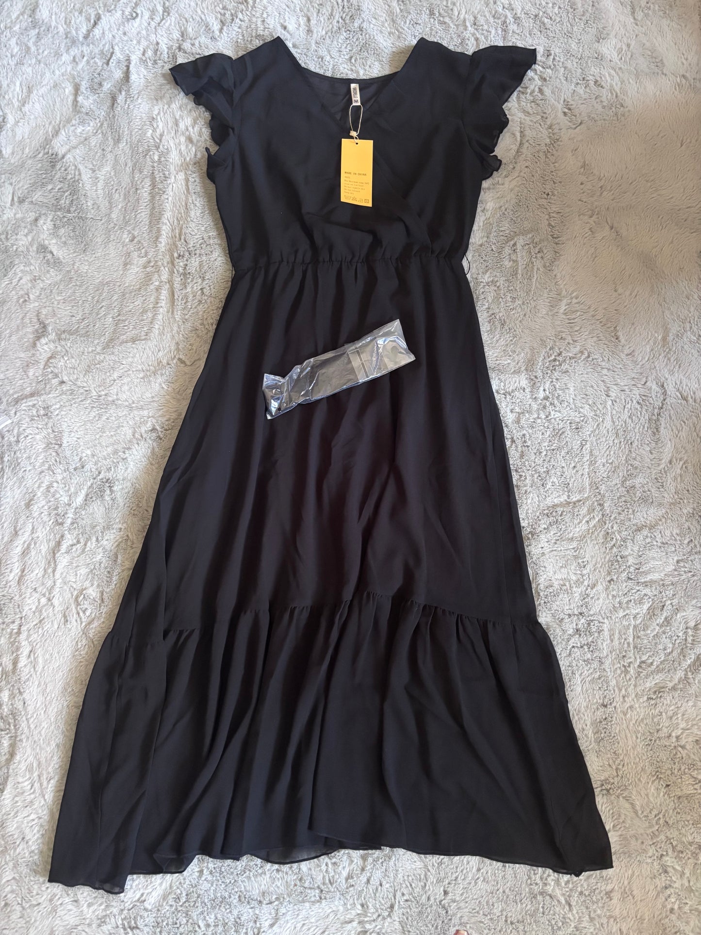BNWT GRECERELLE Womens Summer Wrap Maxi Dress Black Size M (12-14) RRP £23.99