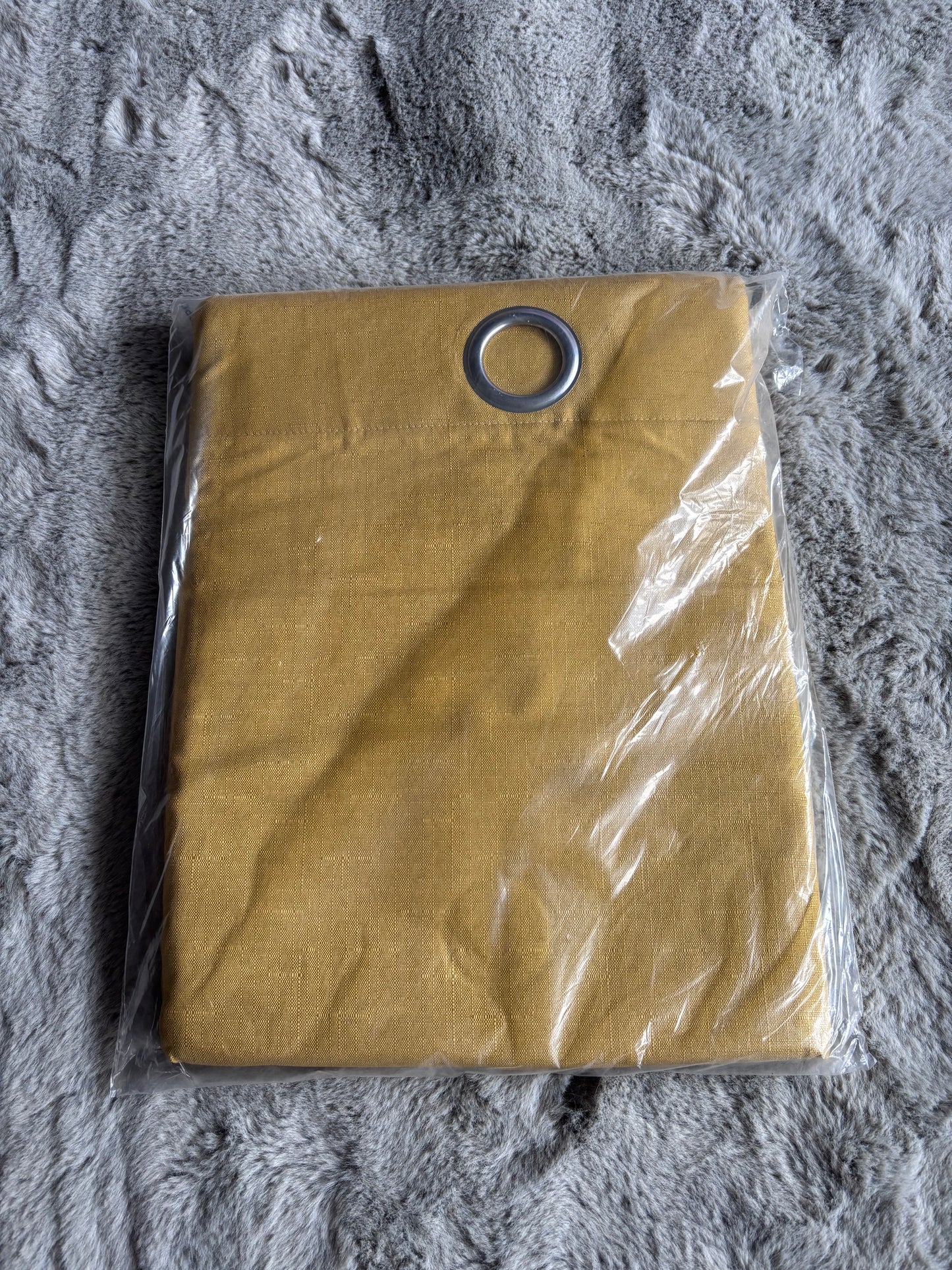 Textured Weave Recycled Polyester Pair Eyelet Curtains Ochre 112x137