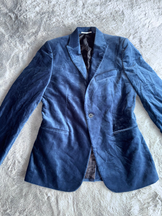 John Lewis KIN Slim Fit Blue Suede Blazer Size 38R RRP £89