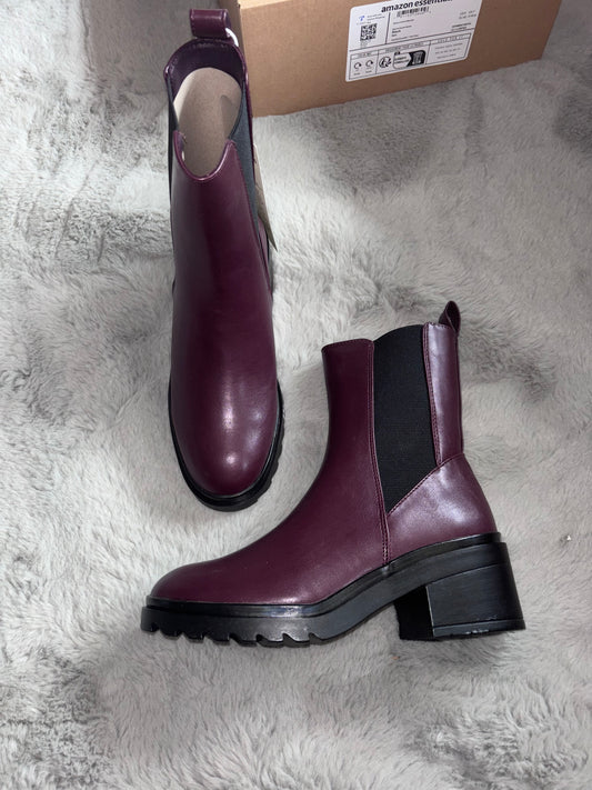 Amazon Essentials Chunky Sole Chelsea Boots Wine Red Size UK 4.5 RRP £36.20