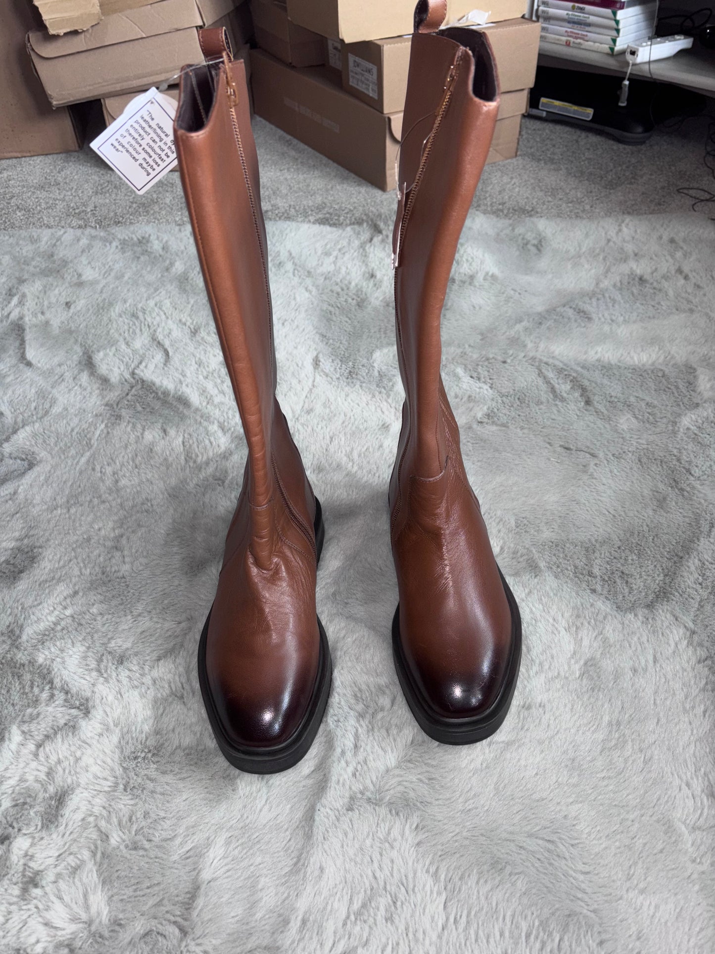 Andy Leather Stretch Seam Knee High Flat Boots Wide E Fit Curvy Calf Size 5 RRP £95