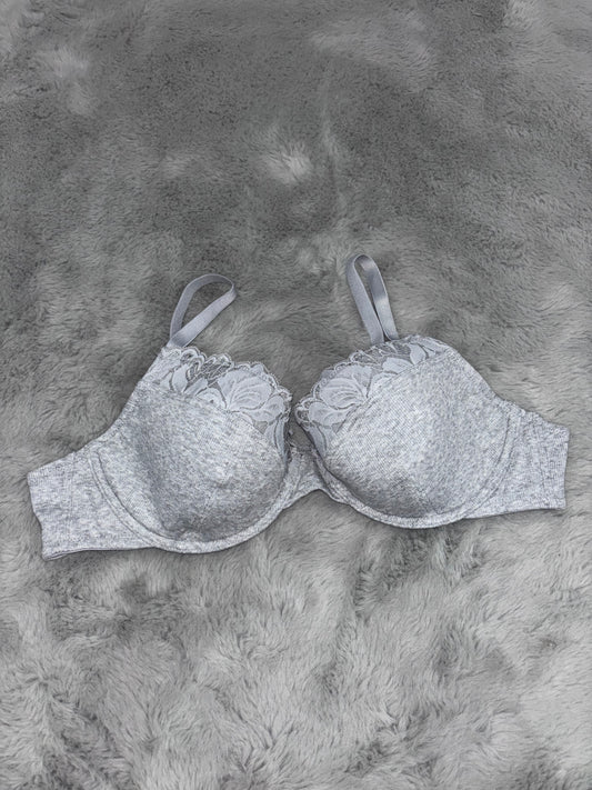 Pretty Secrets Harper Lace Ribbed Plunge T-Shirt Bra Grey Size 40B RRP £16