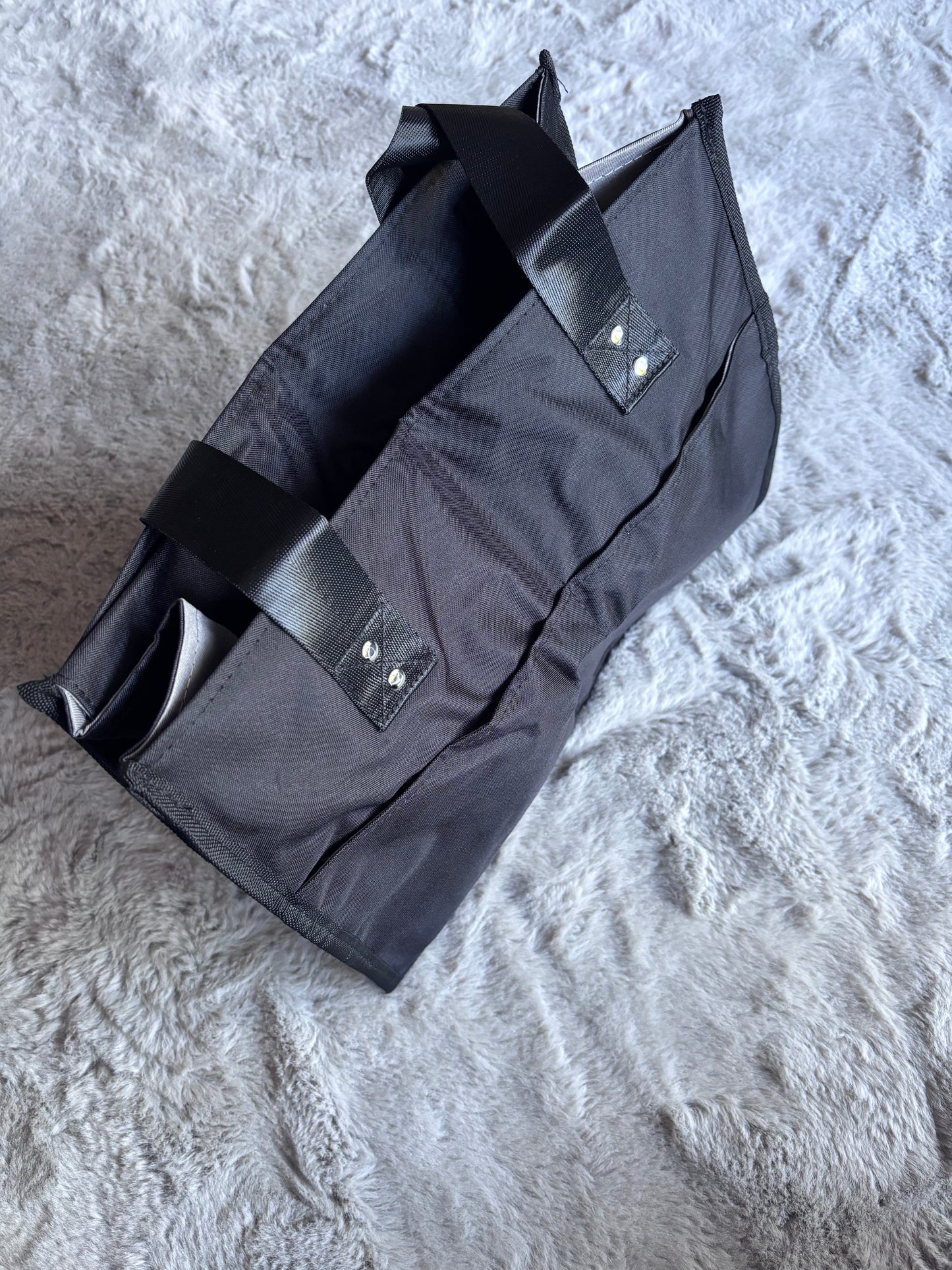 Large Canvas Tote Bag with Pockets and Laptop Sleeve (Black) RRP £15.99