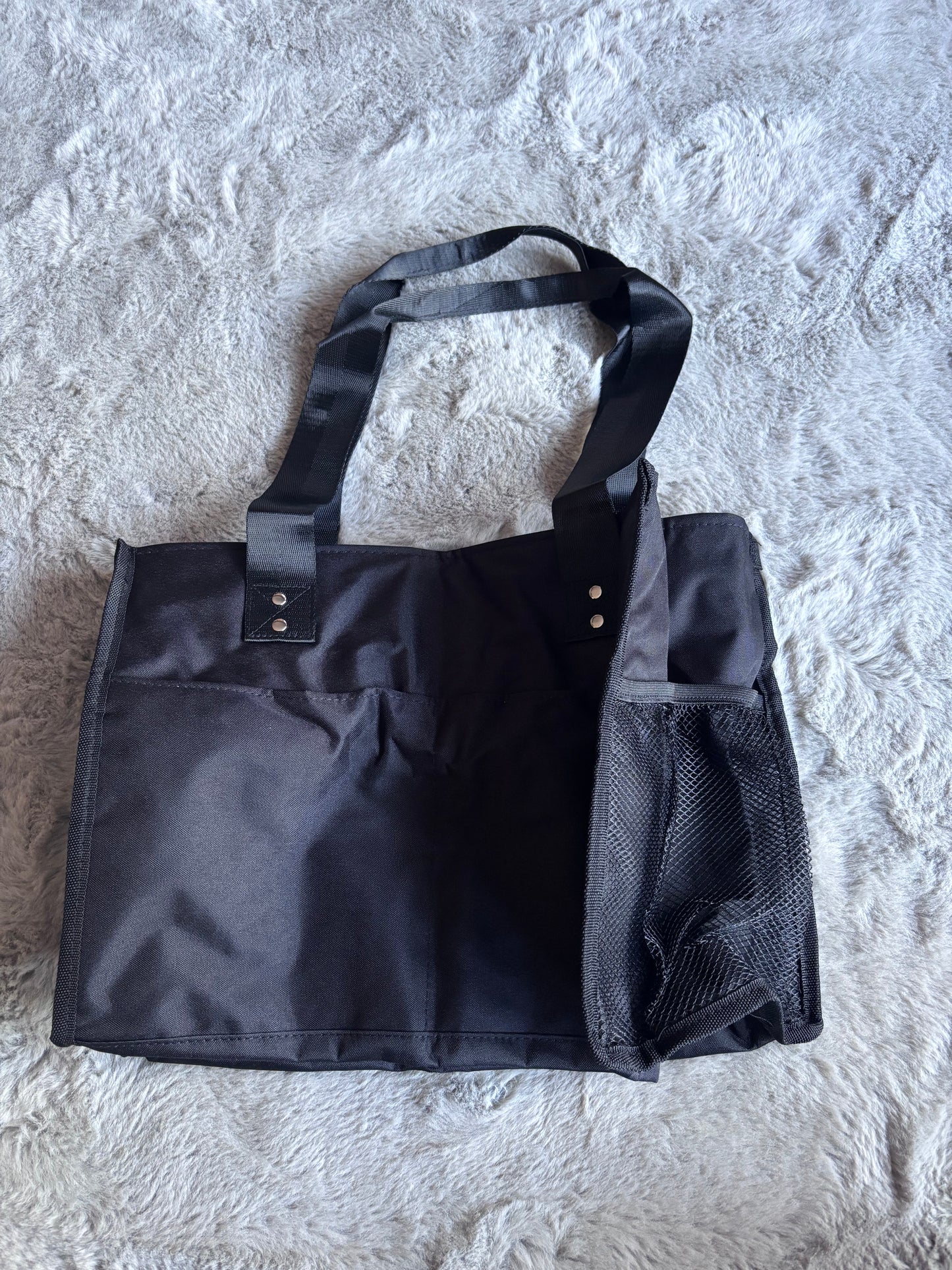 Large Canvas Tote Bag with Pockets and Laptop Sleeve (Black) RRP £15.99