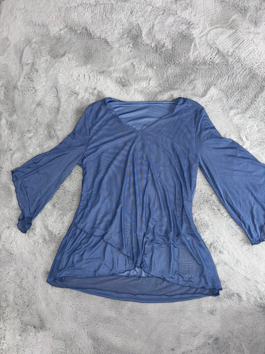 BNWT Amazon Lightweight Batwing Flowery Blouse Top Size Medium Blue RRP £18.32