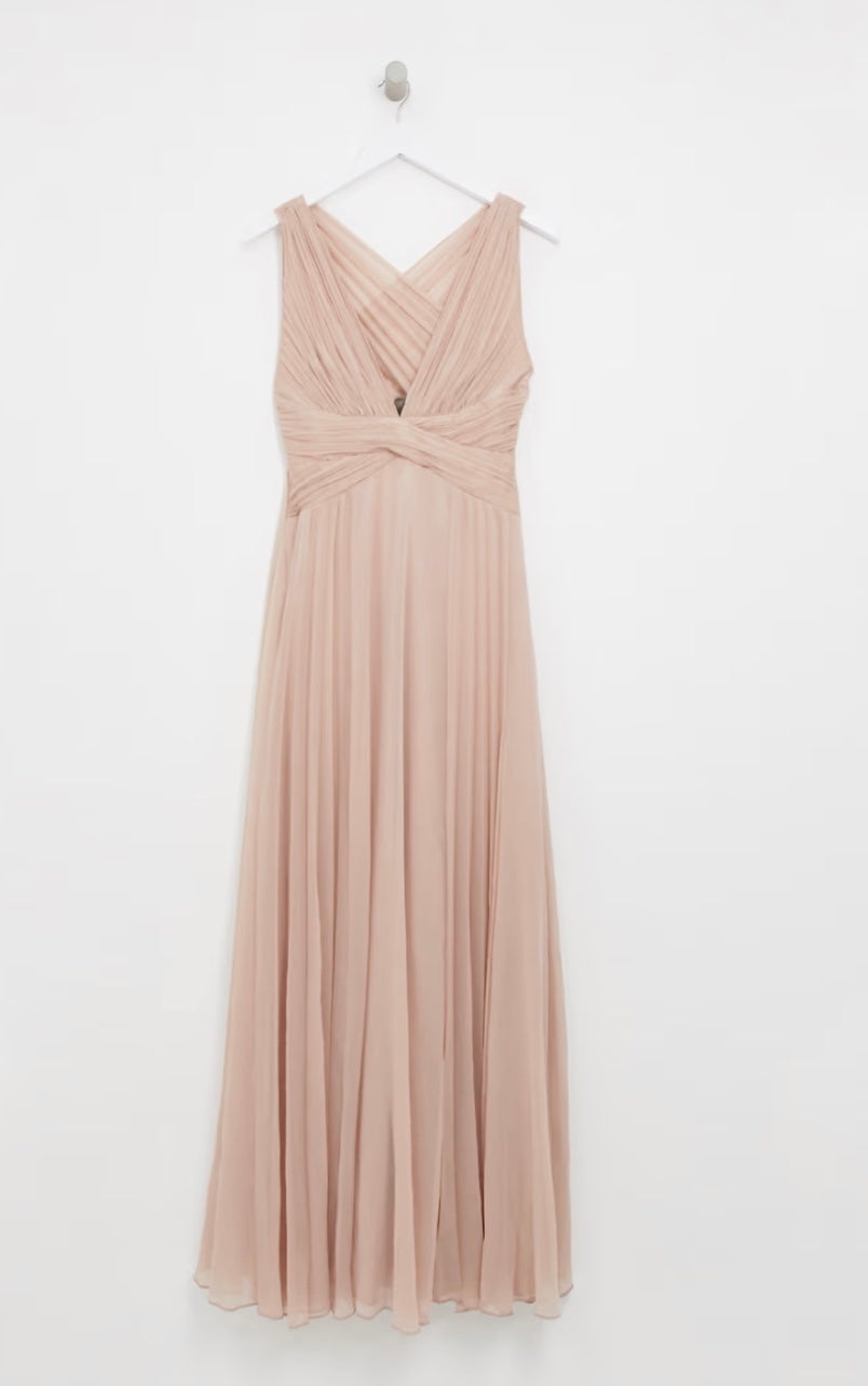 ASOS Design Ruched Bodice Drape Maxi Dress Blush Size 10 Prom / Bridesmaid / Wedding RRP £85