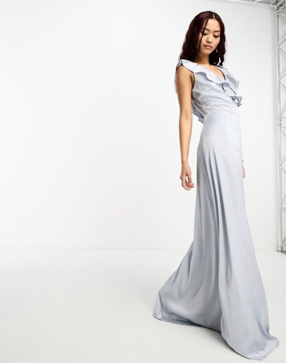 TFNC London Chiffon Frill Maxi Dress Prom / Bridesmaid / Wedding Size 10 RRP £60