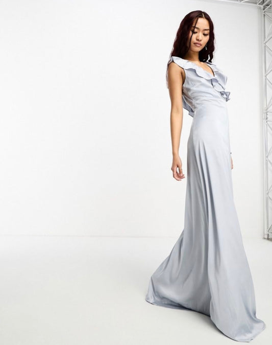 TFNC London Chiffon Frill Maxi Dress Prom / Bridesmaid / Wedding Size 10 RRP £60