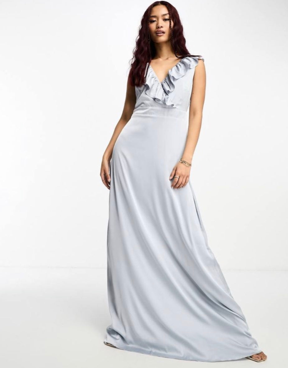 TFNC London Chiffon Frill Maxi Dress Prom / Bridesmaid / Wedding Size 10 RRP £60