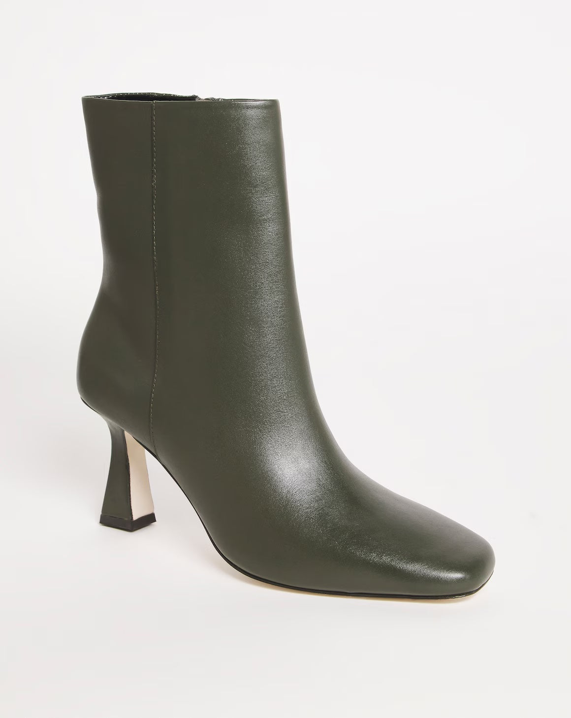 Olive Green Leather Square Toe Boot E Fit Size UK 6