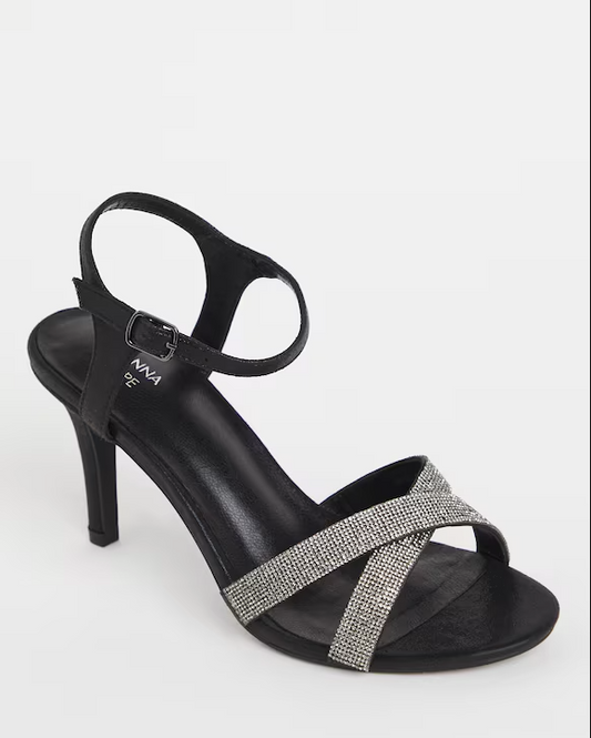 Joanna Hope Diamante Crossover Heeled Sandal Extra Wide EEE Fit Size UK 7 RRP £48