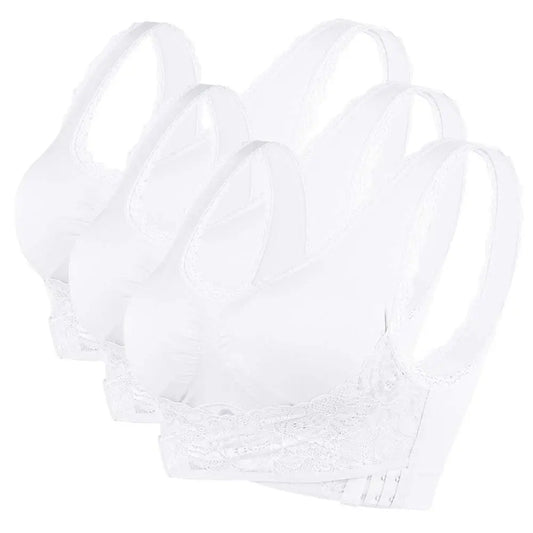 BNWT 3 Pack Wireless Lace Sports Bras Size Large White RRP £30