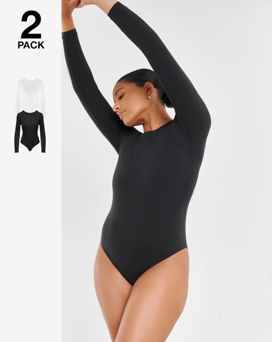 MAGISCULPT Light Control 2 Pack Smoothing Long Sleeve Bodysuits Black/White Size 22 RRP £40