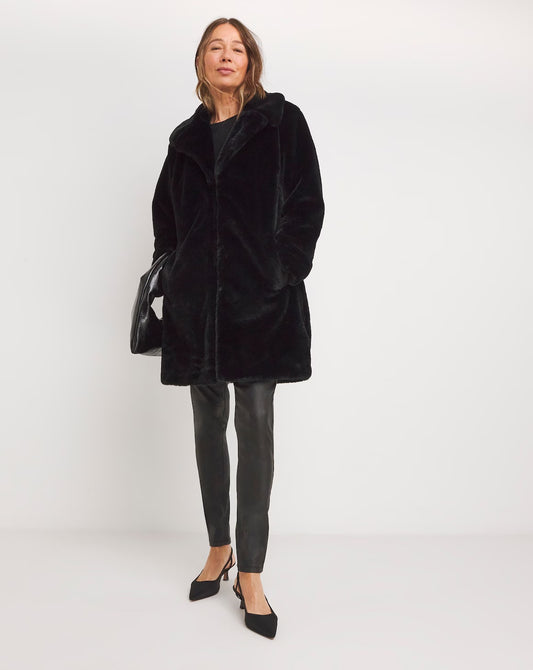 Black Plush Faux Fur Coat Size 22 RRP £80