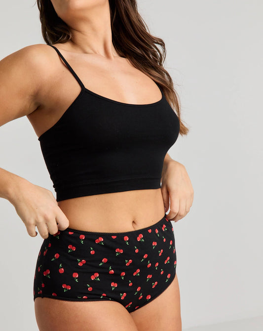 Pretty Secrets 6 Pack Cotton Full Fit Brief Knickers Cherry Size 24-26 RRP £20