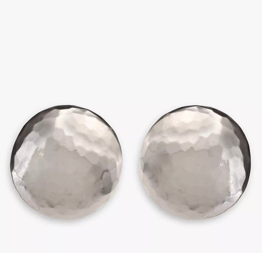 Eclectica Vintage Domed Clip-On Earrings, Silver