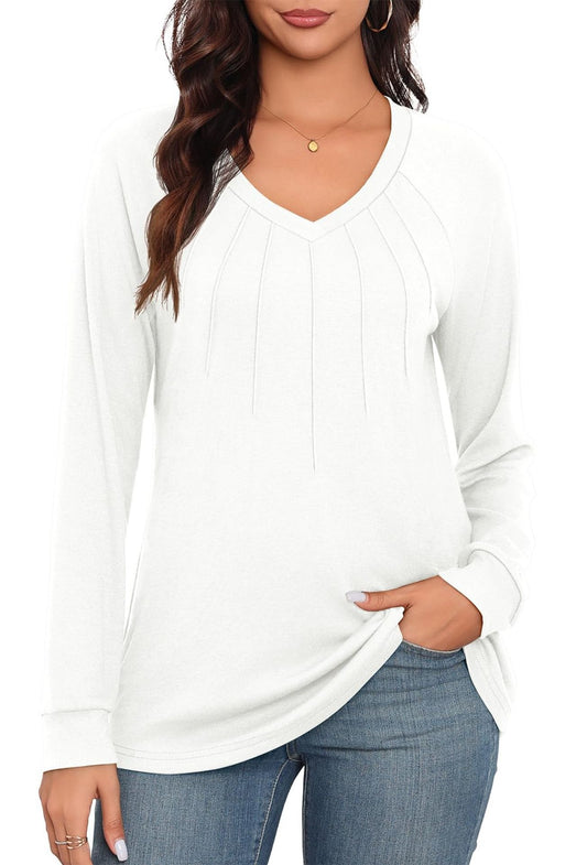 Amazon Pleated V-Neck Tunic Top | Cream | Size XXL | RRP £16.57
