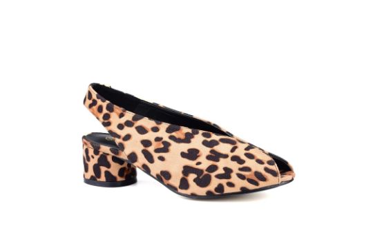 Amazon Low Block Heels Peep Toe Court Shoes Size UK 5 Animal RRP £34.28