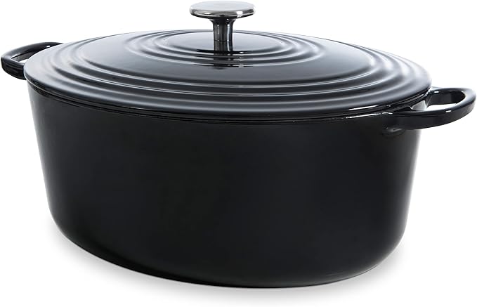 BK Cookware German Enamelled Iron, 32 cm/7.5 Litre Dutch Oven Casserole Dish with Lid, Induction, Dishwasher & Oven Safe, Black