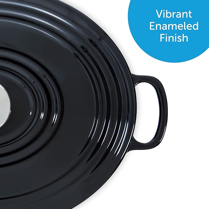 BK Cookware German Enamelled Iron, 32 cm/7.5 Litre Dutch Oven Casserole Dish with Lid, Induction, Dishwasher & Oven Safe, Black