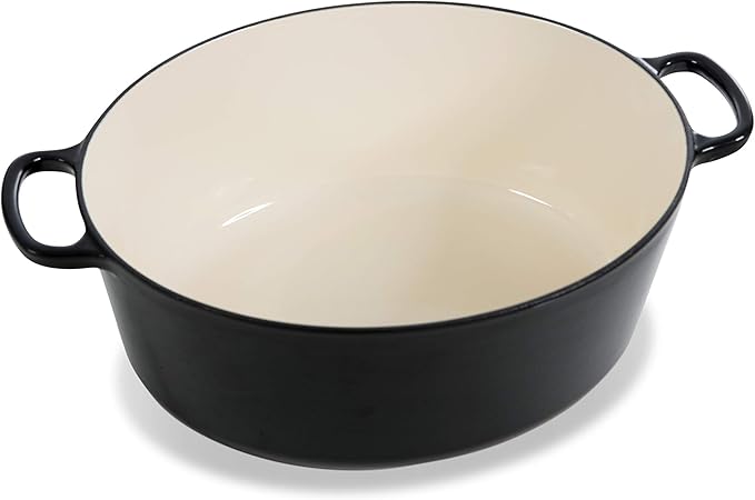 BK Cookware German Enamelled Iron, 32 cm/7.5 Litre Dutch Oven Casserole Dish with Lid, Induction, Dishwasher & Oven Safe, Black