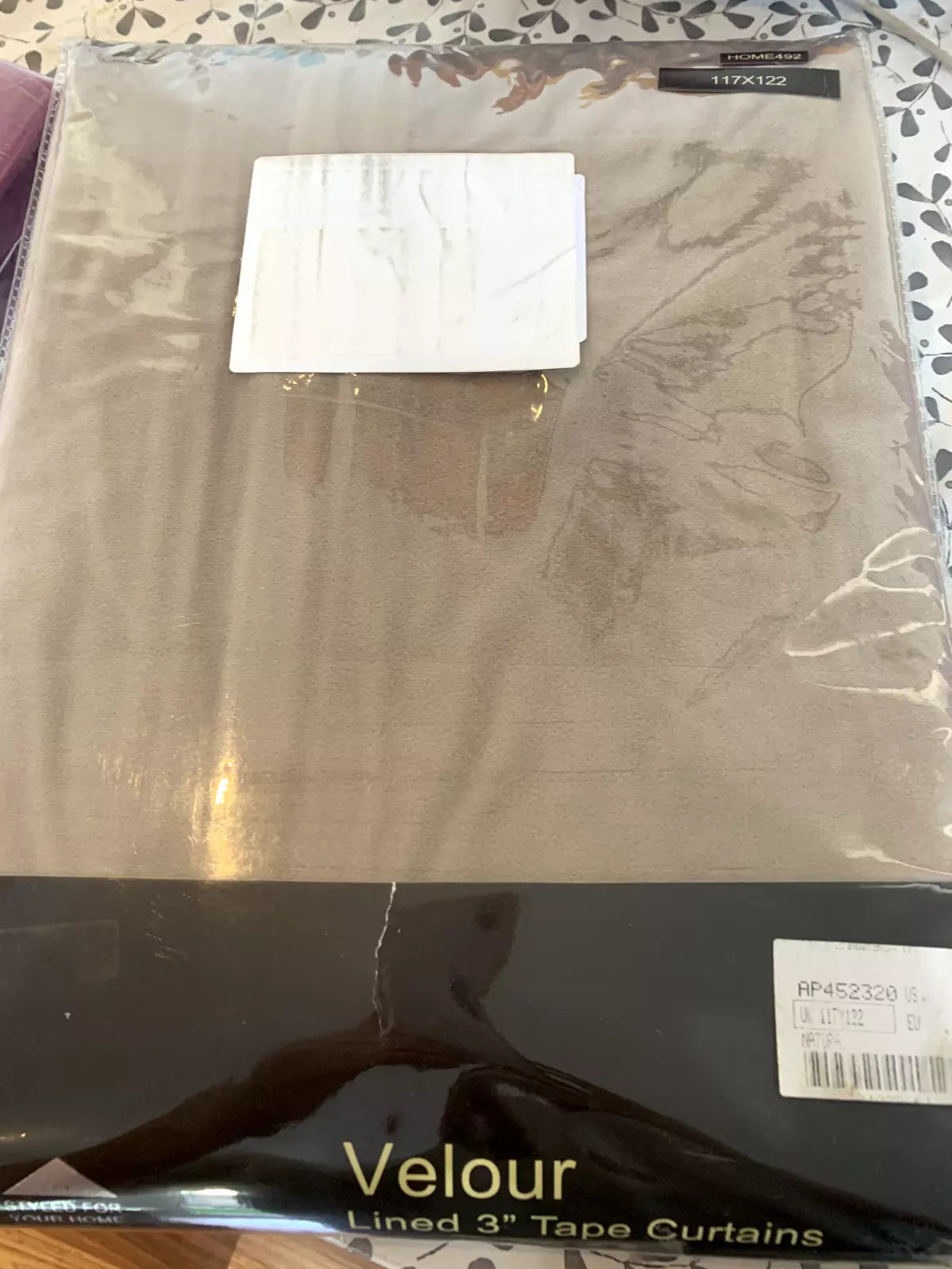 Velour Eyelet Curtains Natural 117 x 122 cm