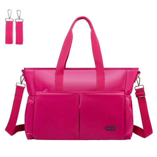 Royal Fair Nappy Changing Bag Travel Tote Bag With Pram Clips (Medium) Bright Pink RRP £82